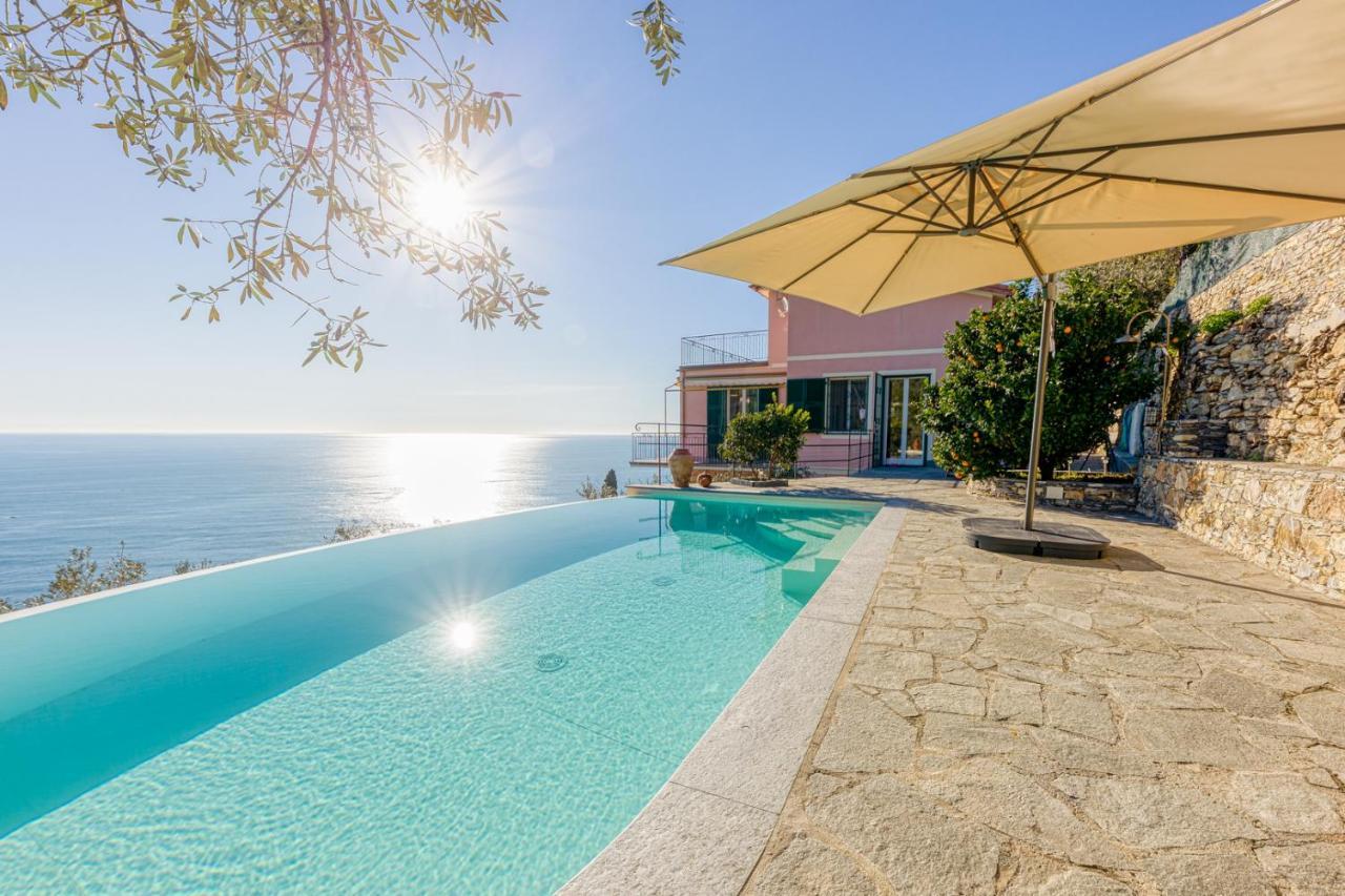 Casaviva - Ampio Trilocale Vista Mare Con Piscina - Pieve Alta Apartment Pieve Ligure Luaran gambar
