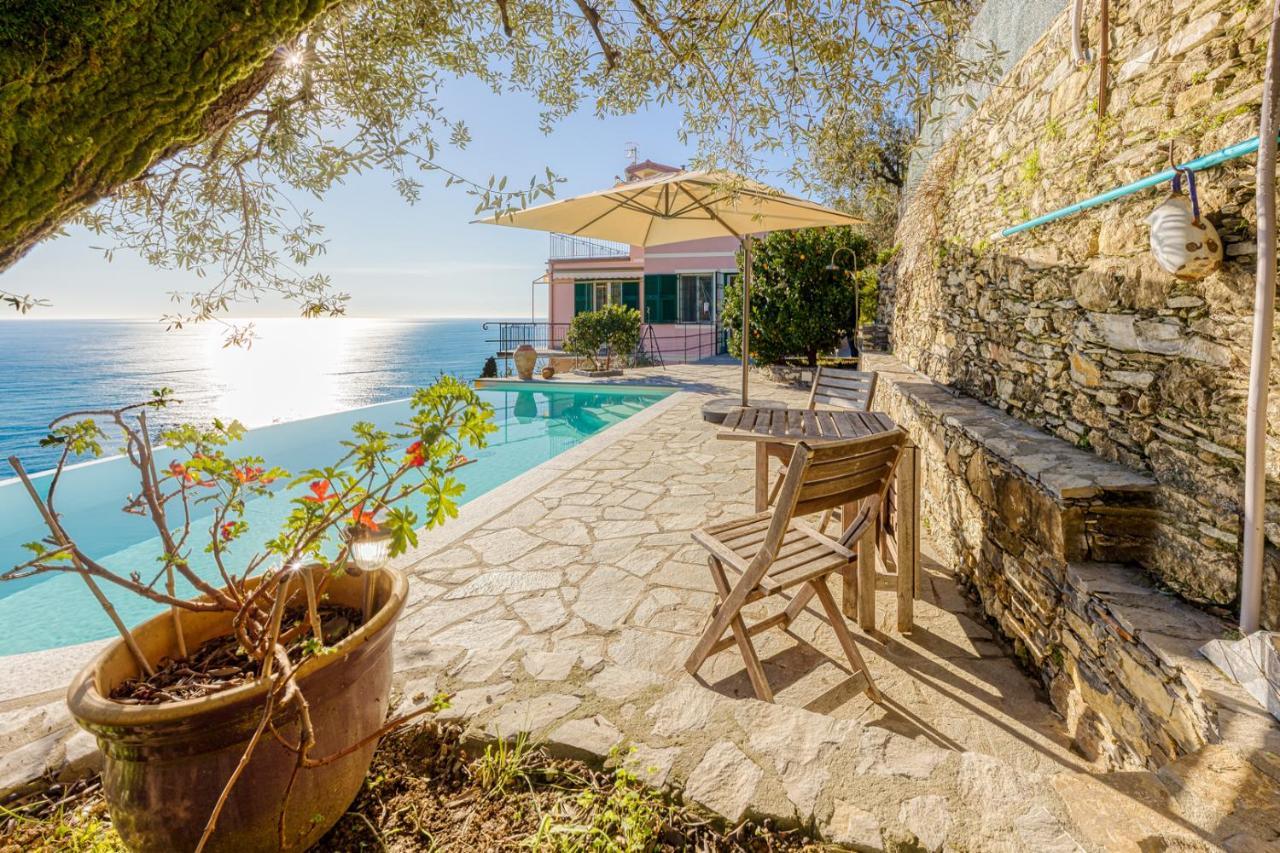 Casaviva - Ampio Trilocale Vista Mare Con Piscina - Pieve Alta Apartment Pieve Ligure Luaran gambar