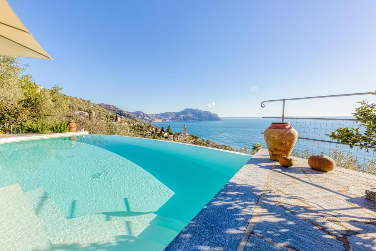 Casaviva - Ampio Trilocale Vista Mare Con Piscina - Pieve Alta Apartment Pieve Ligure Luaran gambar