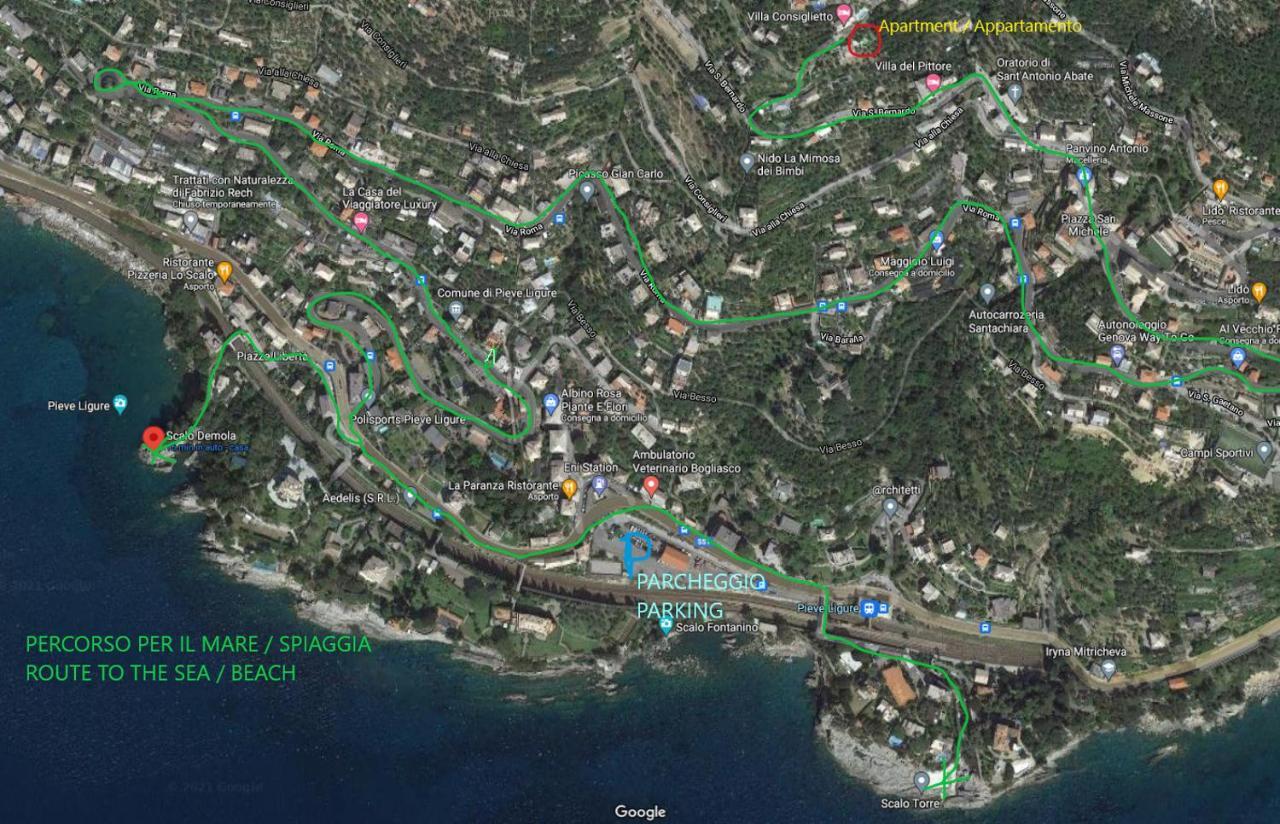 Casaviva - Ampio Trilocale Vista Mare Con Piscina - Pieve Alta Apartment Pieve Ligure Luaran gambar