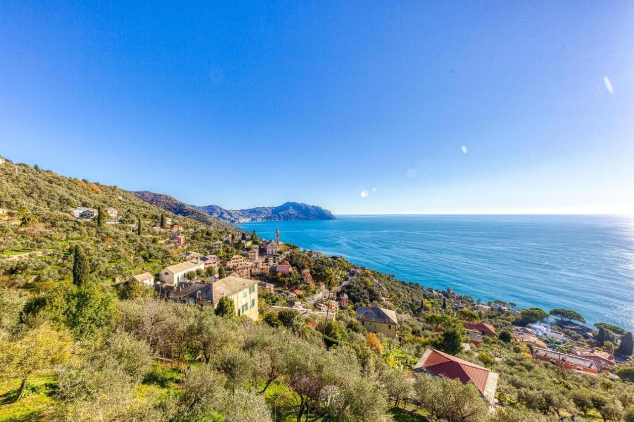 Casaviva - Ampio Trilocale Vista Mare Con Piscina - Pieve Alta Apartment Pieve Ligure Luaran gambar