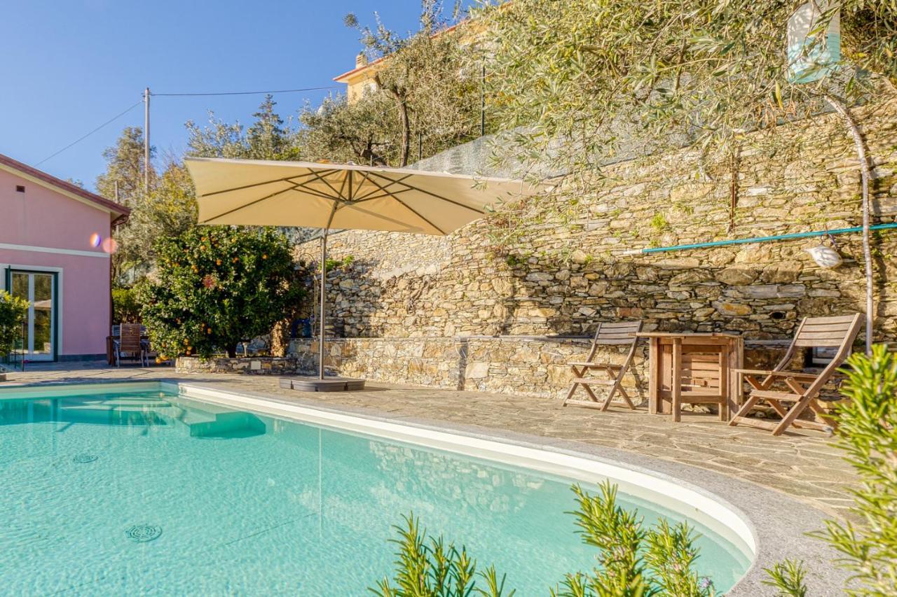 Casaviva - Ampio Trilocale Vista Mare Con Piscina - Pieve Alta Apartment Pieve Ligure Luaran gambar