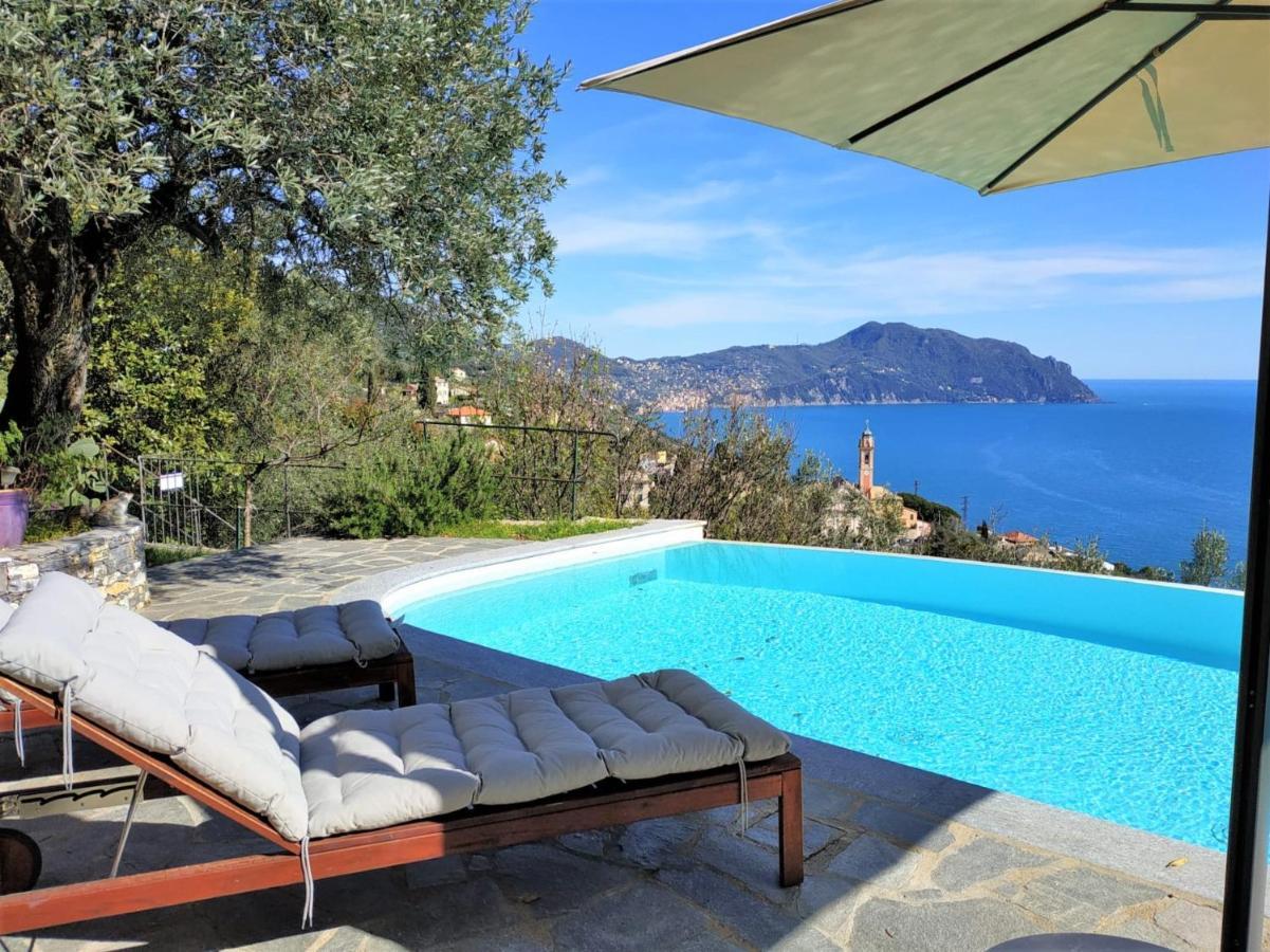 Casaviva - Ampio Trilocale Vista Mare Con Piscina - Pieve Alta Apartment Pieve Ligure Luaran gambar