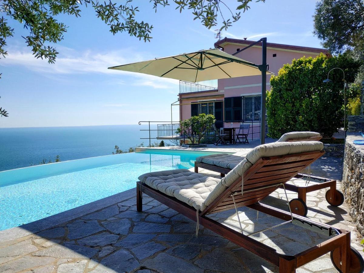 Casaviva - Ampio Trilocale Vista Mare Con Piscina - Pieve Alta Apartment Pieve Ligure Luaran gambar