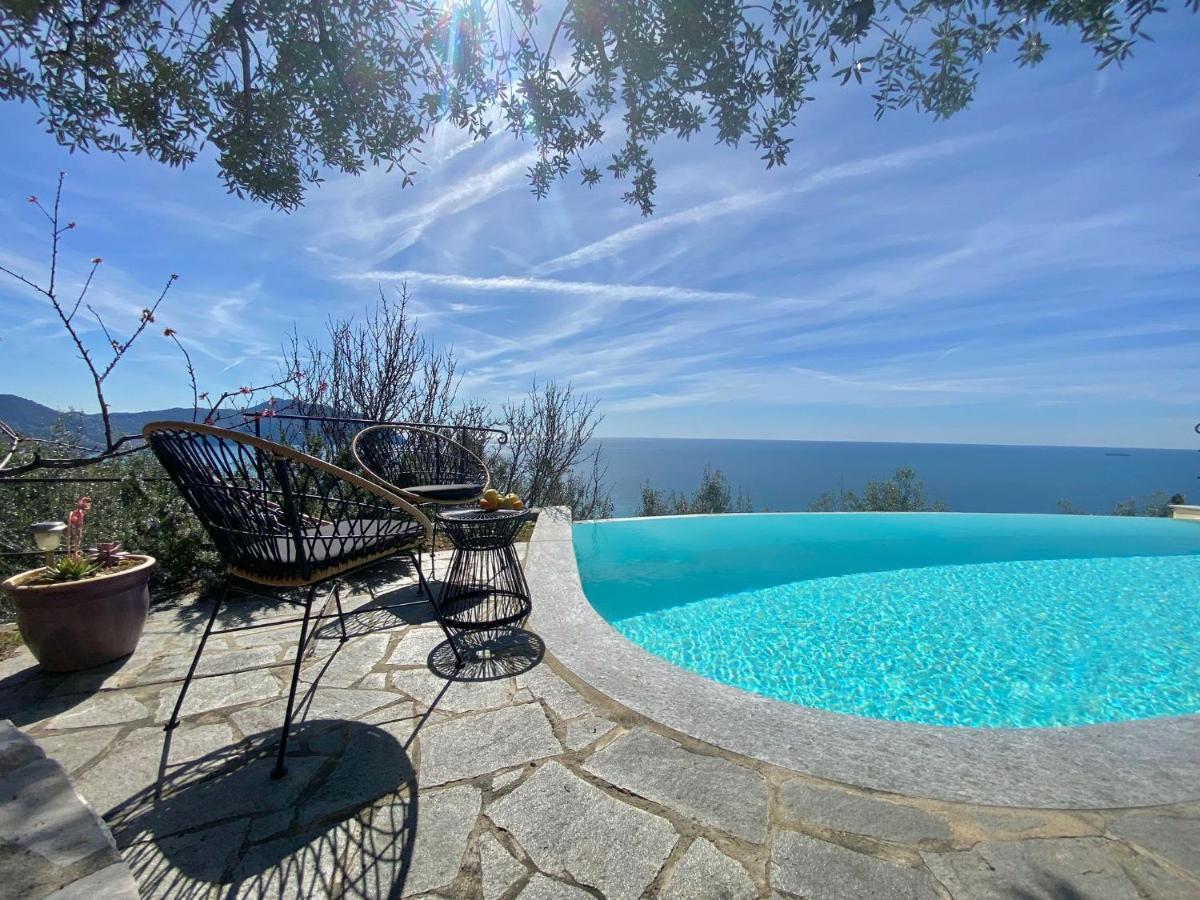 Casaviva - Ampio Trilocale Vista Mare Con Piscina - Pieve Alta Apartment Pieve Ligure Luaran gambar