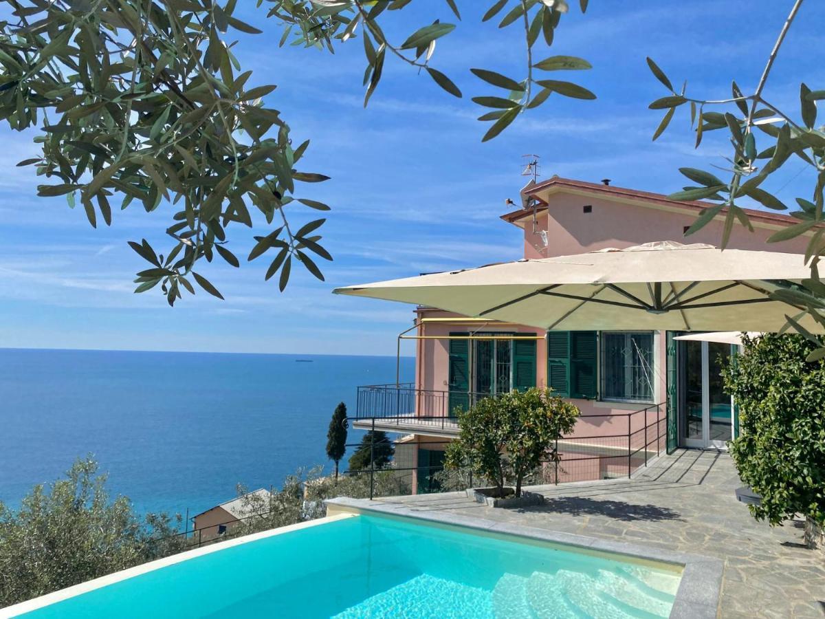 Casaviva - Ampio Trilocale Vista Mare Con Piscina - Pieve Alta Apartment Pieve Ligure Luaran gambar