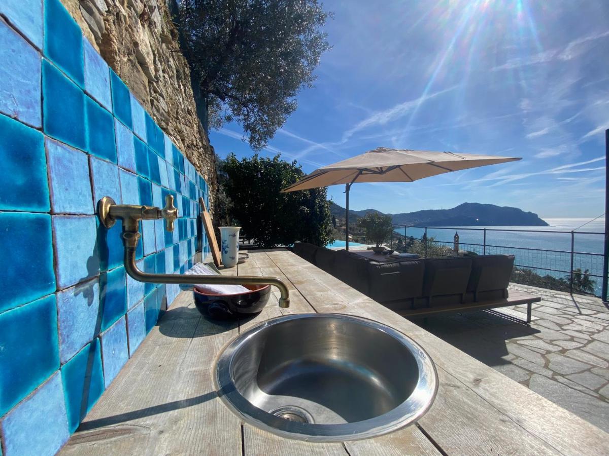 Casaviva - Ampio Trilocale Vista Mare Con Piscina - Pieve Alta Apartment Pieve Ligure Luaran gambar