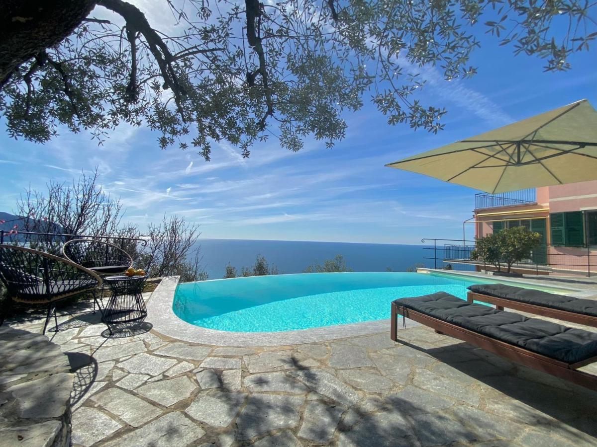 Casaviva - Ampio Trilocale Vista Mare Con Piscina - Pieve Alta Apartment Pieve Ligure Luaran gambar